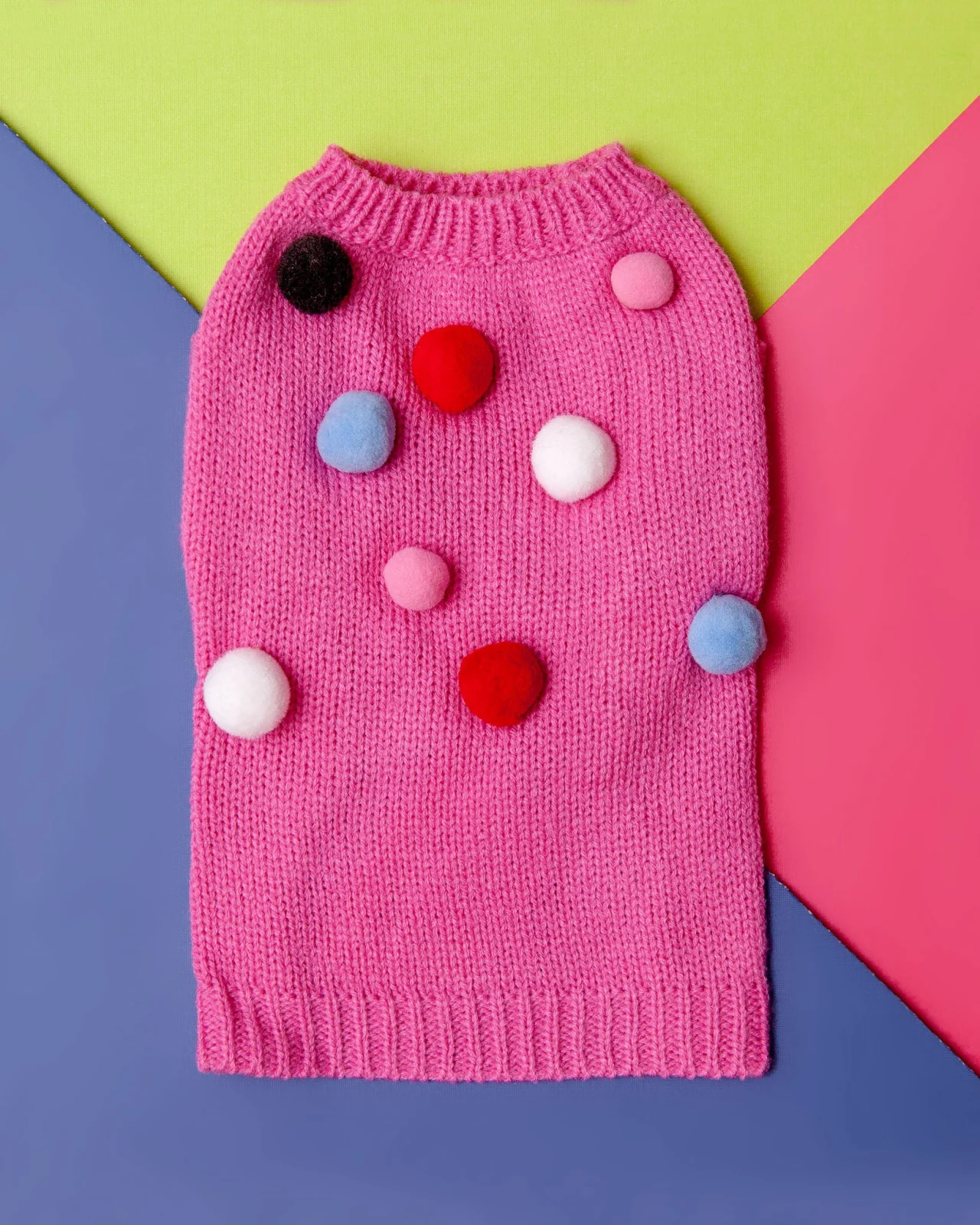 Pink Pom Pom Small Dog Sweater (FINAL SALE)
