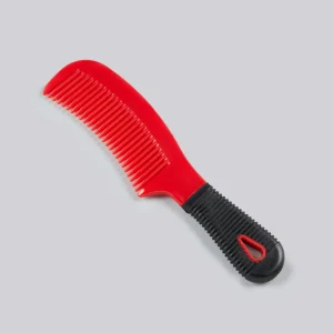 Plastic Mane Comb with Handle - Large Black & Red