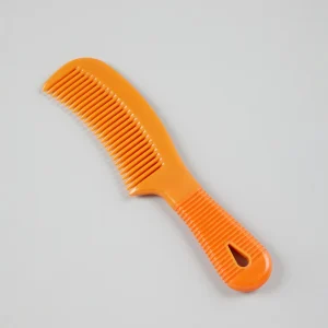 Plastic Mane Comb with Handle - Large Orange & Amber