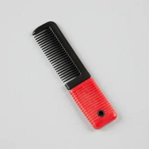 Plastic Mane Comb with Handle - Small Black & Red