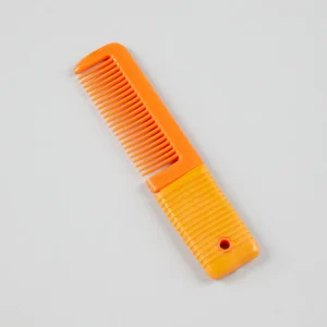 Plastic Mane Comb with Handle - Small Orange & Amber