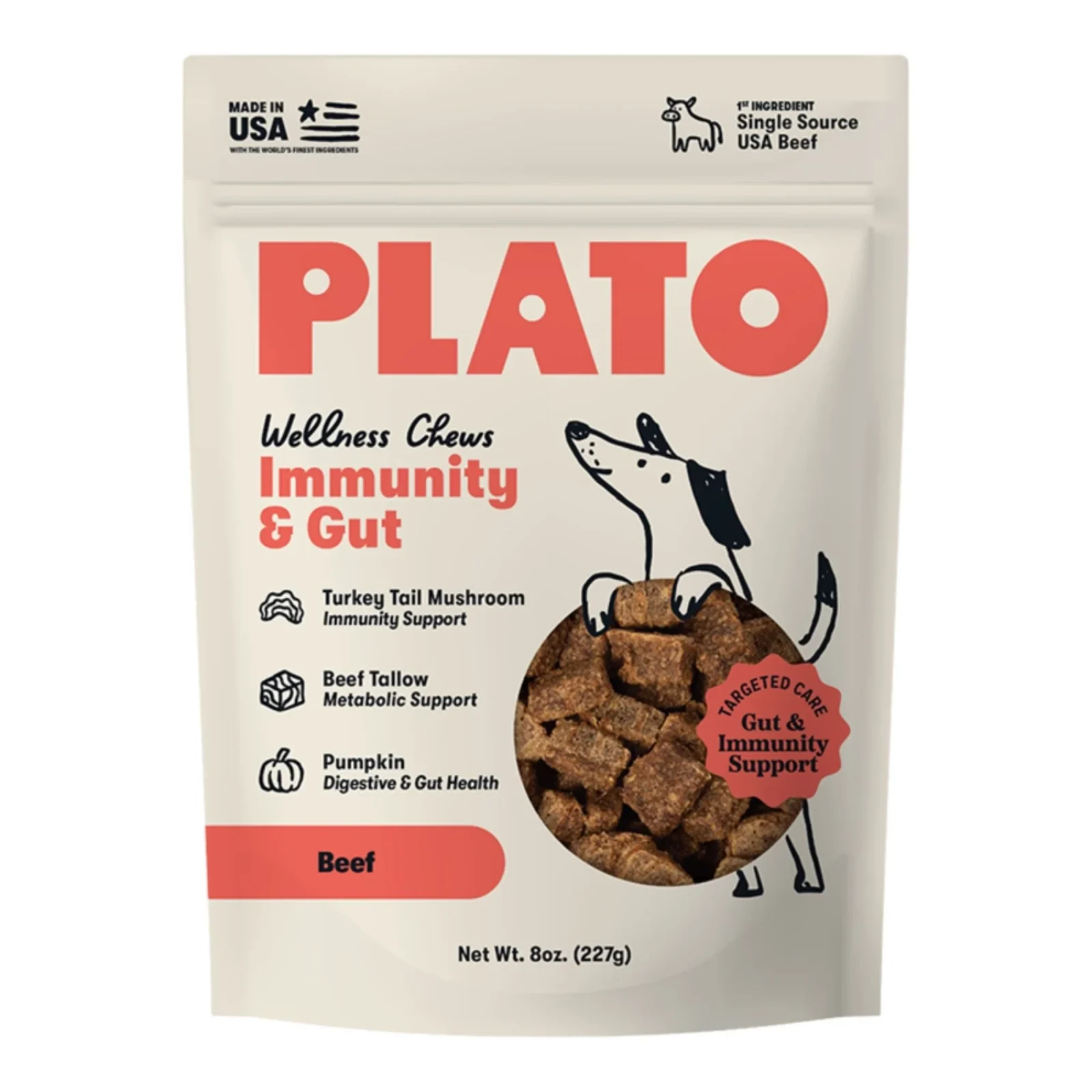 Plato Dog Immunity & Gut Wellness Chews, 8oz