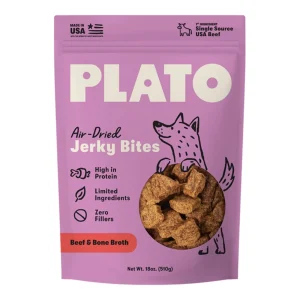 Plato Dog Jerky Bites, Beef With Bone Broth, 18oz