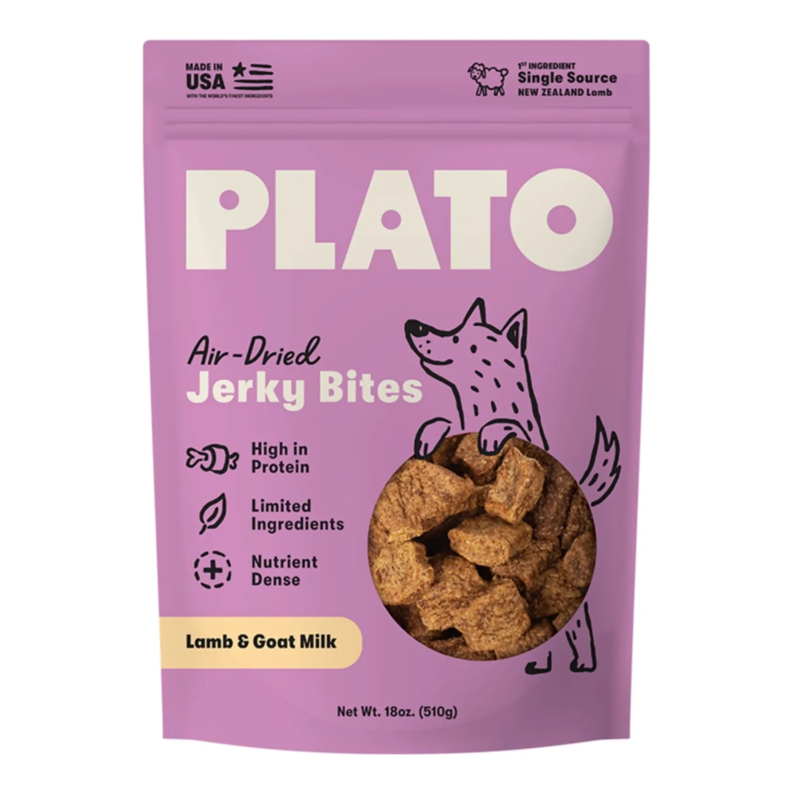 Plato Dog Jerky Bites, Lamb With Goat Milk 18oz