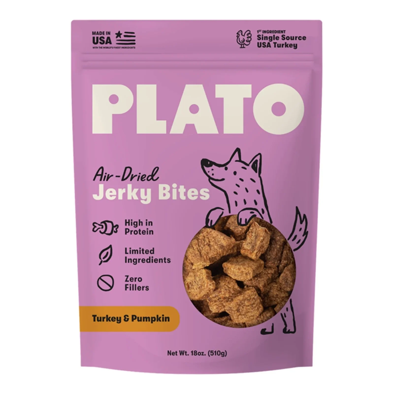Plato Dog Jerky Bites, Turkey With Pumpkin 18oz