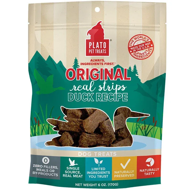 Plato Dog Treats Natural Duck Strips 6 oz