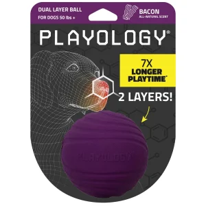 Playology Bacon Scented Dual Layer Ball Dog Toy, Jumbo
