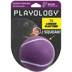 Playology Bacon Scented Squeaky Chew Ball Dog Toy, Jumbo