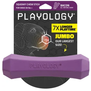Playology Bacon Scented Squeaky Chew Stick Dog Toy, Jumbo