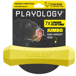 Playology Chicken Scented Squeaky Chew Stick Dog Toy, Jumbo