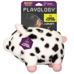 Playology Grunting Pig Bacon Scent Plush Dog Toy, Large