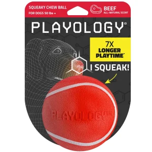 Playology Squeaky Chew Ball Dog Toy Beef, XL