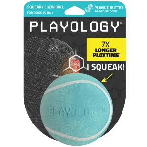 Playology Squeaky Chew Ball Scented Dog Toy Peanut Butter, XL