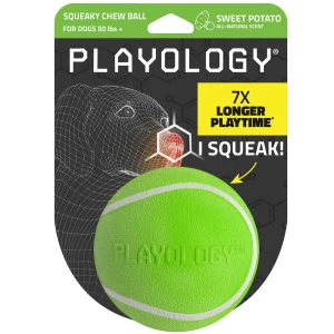 Playology Sweet Potato Scented Squeaky Chew Ball Dog Toy, Jumbo