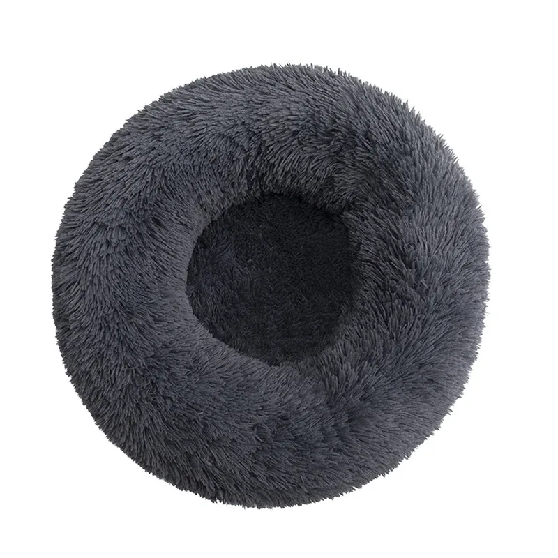 Plush Donut Dog Bed – Fluffy Faux Fur, 50–100cm - Image 2
