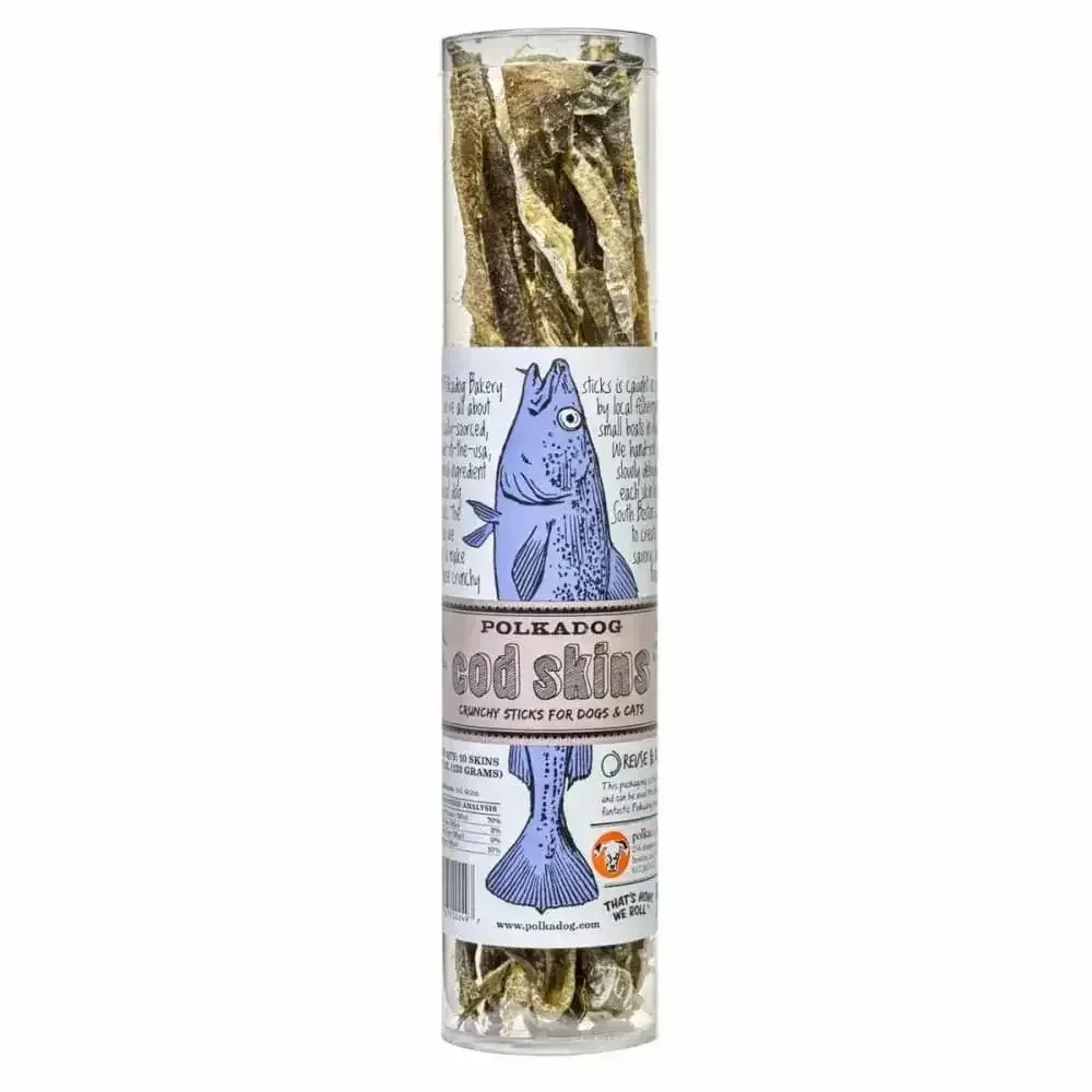 Polka Dog Cod Skin Tall Tube Natural Dog & Cats Treats 4.7oz