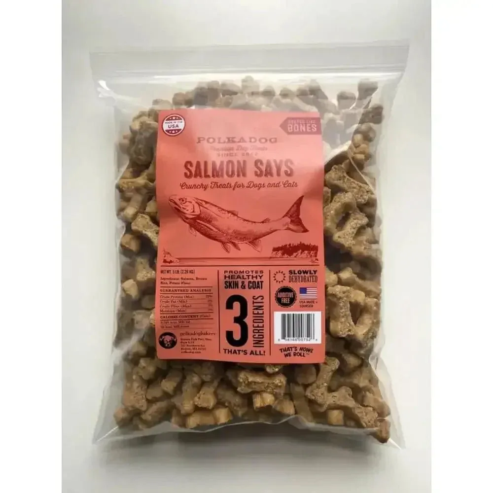 Polka Dog Salmon Says Bone Shaped Dog & Cat Treats