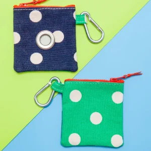 Polka Dot Canvas Pouch in Blue/Green