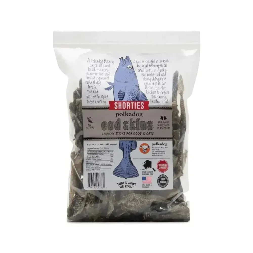 Polkadog Cod Skins Shorties Crunchy Dog and Cat Treats