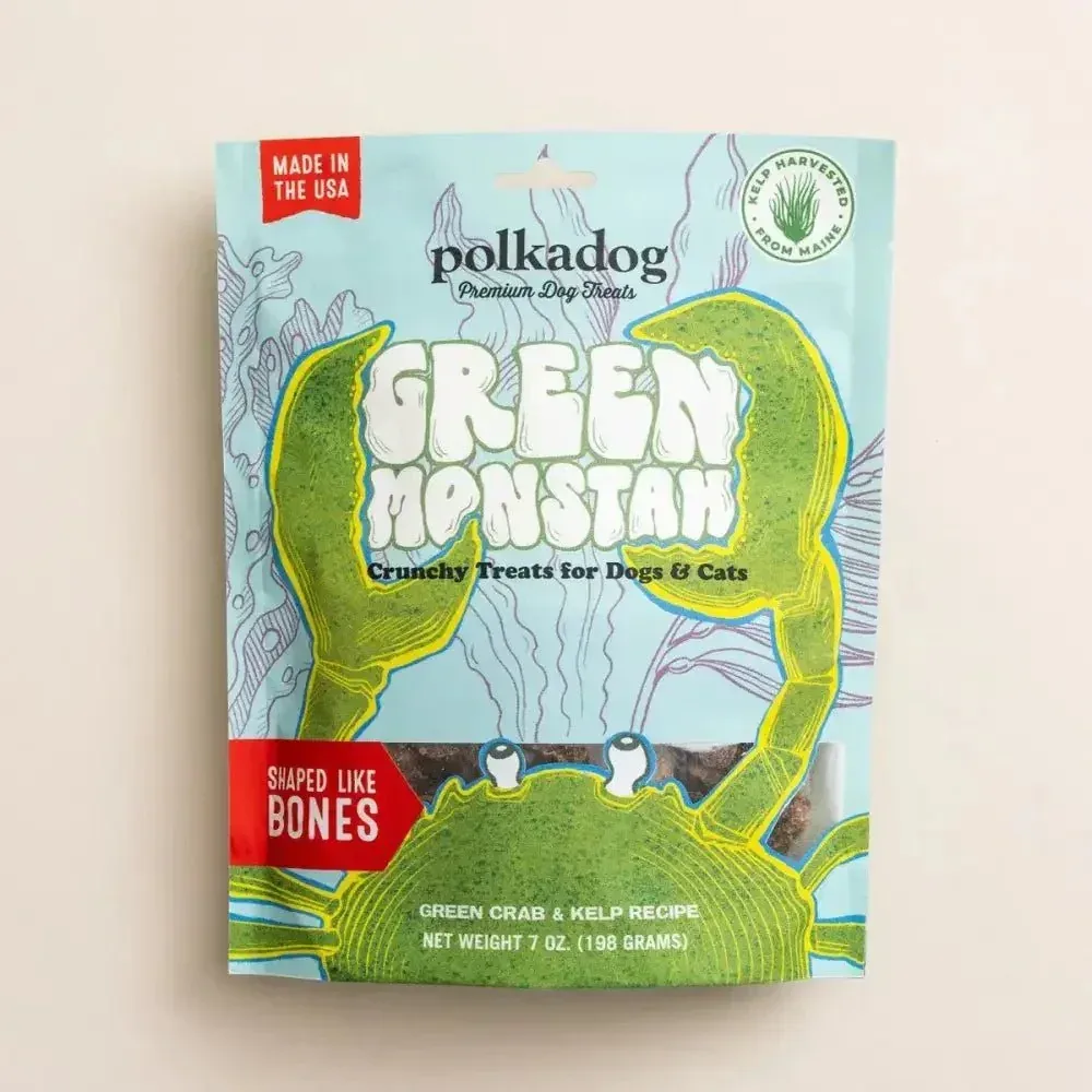 Polkadog Green Monstah Bone Shaped Crunchy Dog and Cat Treats