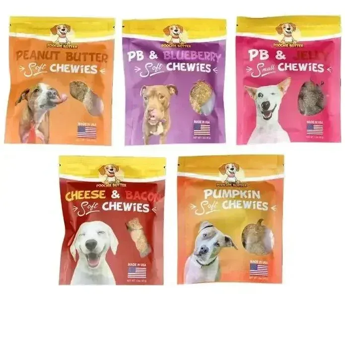 Poochie Butter Bacon & Cheese Soft Baked Dog Treats – 1.5oz