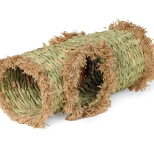 Prevue Pet Products Grass Tunnel Hideaway for Small Animals Natural/Mat Green 1ea/6 in, LG
