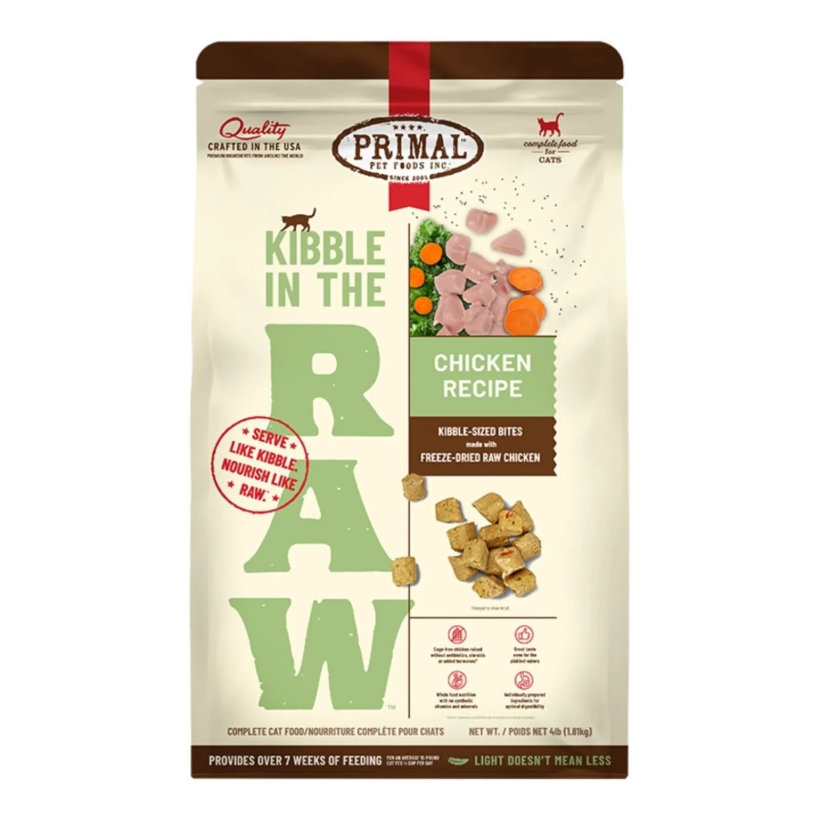 Primal Cat Kibble in The Raw Chicken, 4 lb