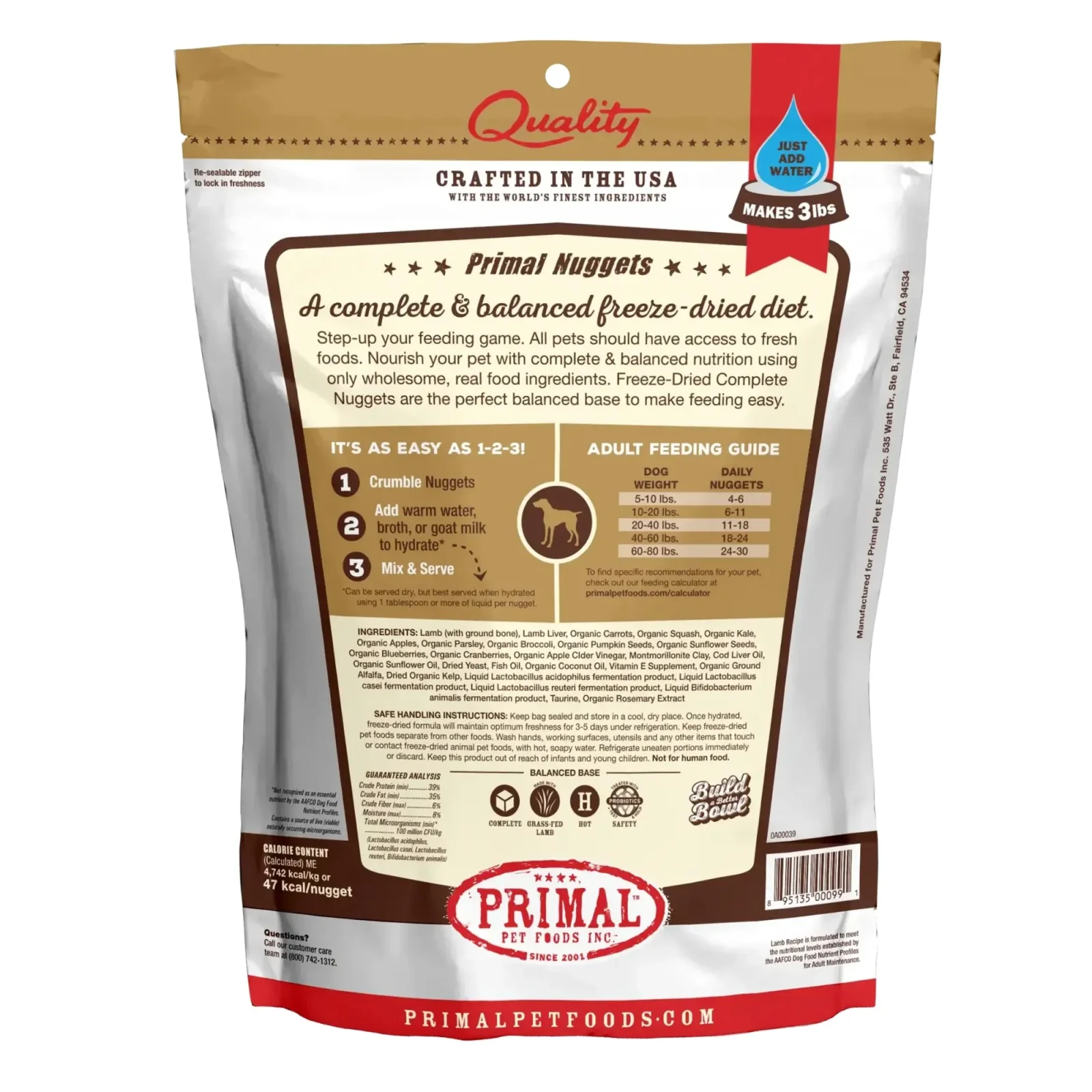 Primal Pet Foods Freeze Dried Dog Food 14oz. Lamb - Image 2