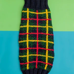 Navy Tartan Plaid Wool Knit Dog Sweater (FINAL SALE)