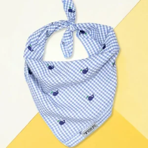 Gingham Seersucker Whale Dog Bandana
