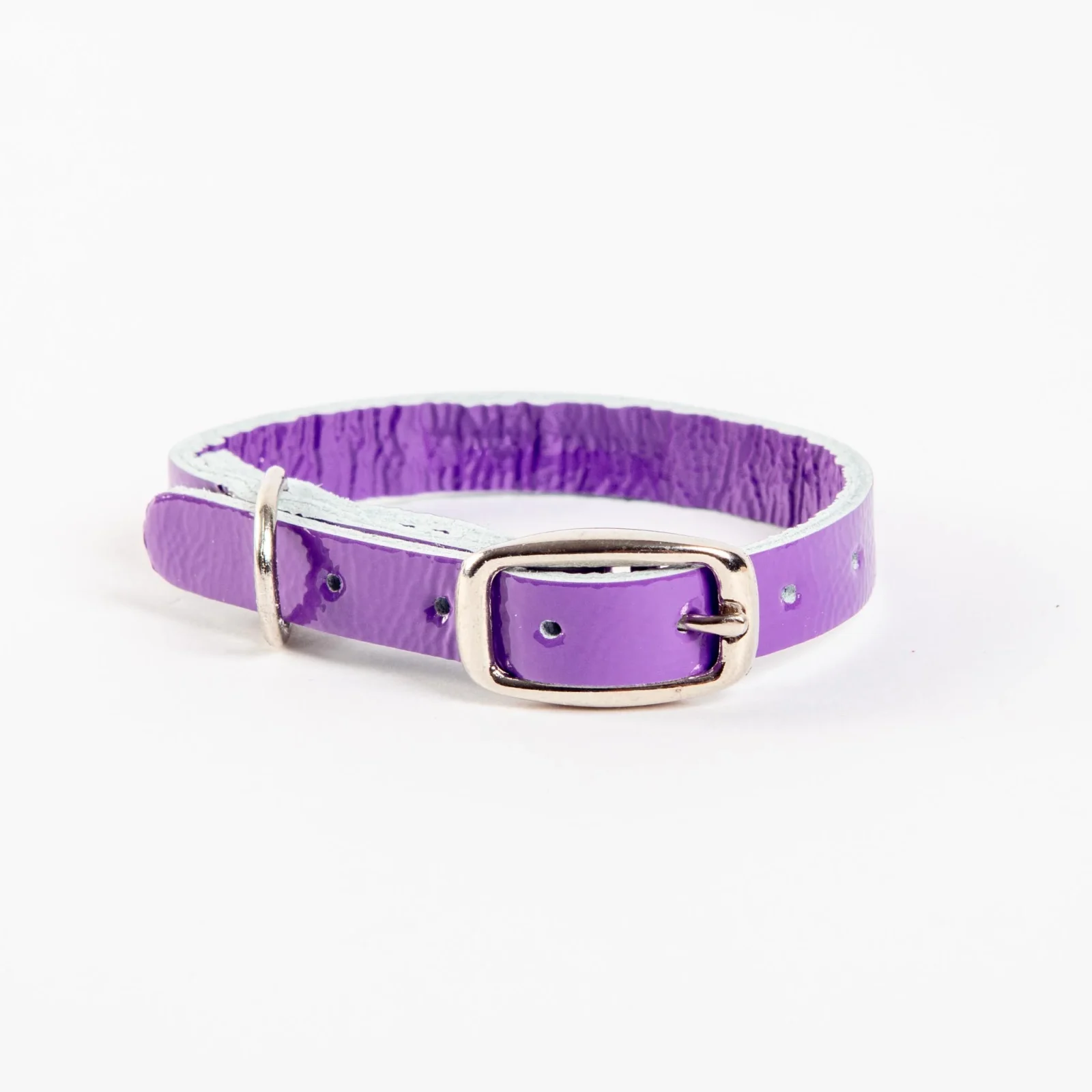 The Cleo Leather Tag Collar in Purple Patent (DOG & CO. Exclusive)