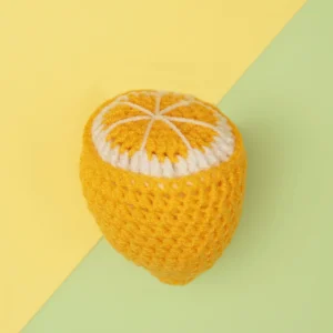 Hand-Knit Lemon Squeaky Dog Toy
