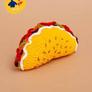 Hand-Knit Taco Squeaky Dog Toy
