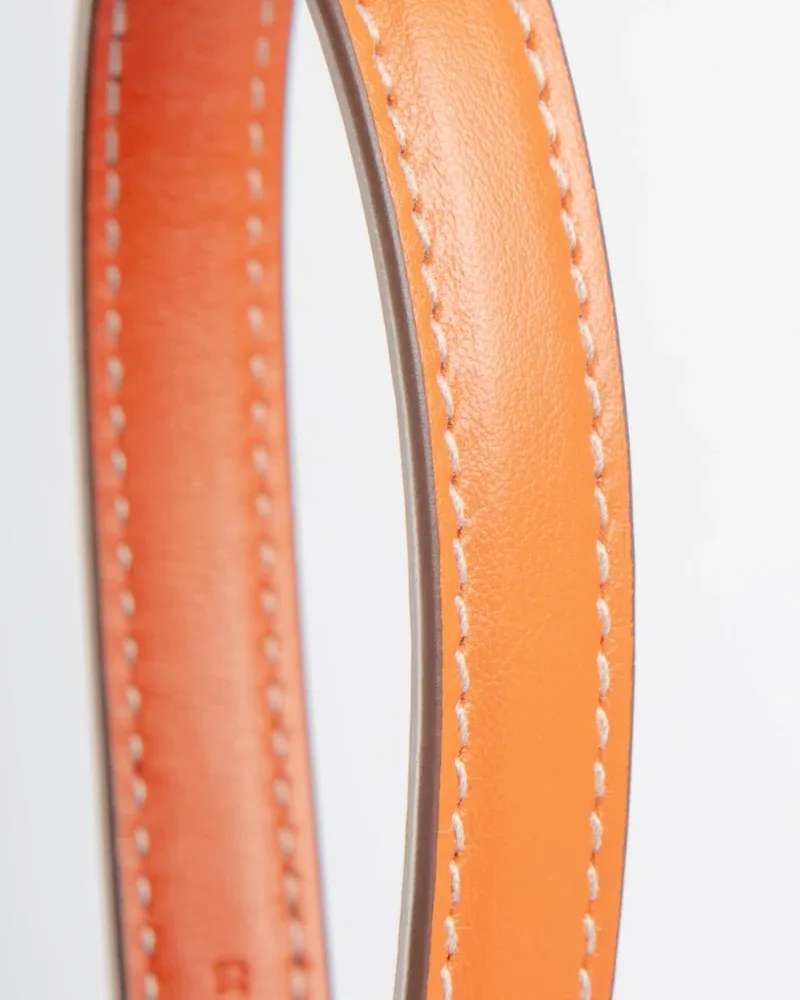 Leather Dog Leash in Orange (Made in Italy) - Image 2