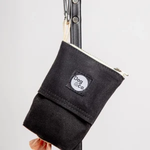 Good Girl Bag Treat + Poop Bag Holder in Black Canvas with Natural Trim