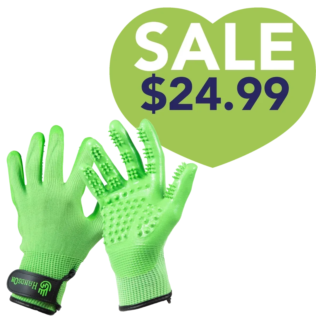 Large Green Deshedding Gloves by HandsOn Gloves