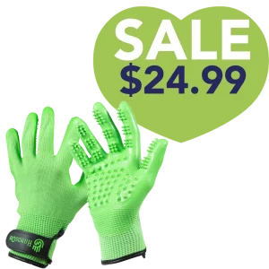 Medium Green Deshedding Gloves by HandsOn Gloves