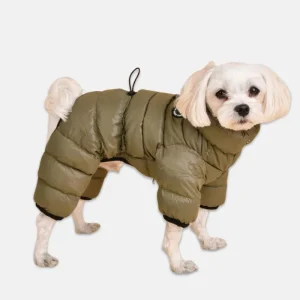 Ultra Light Insulated Winter Puffer Jumpsuit in Dark Khaki (FINAL SALE)