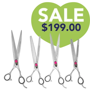 Pink 4 Grooming Shear Set in a Case by PetStore.Direct