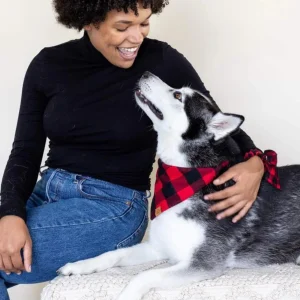 Red and Black Buffalo Check Flannel Dog Bandana (FINAL SALE)