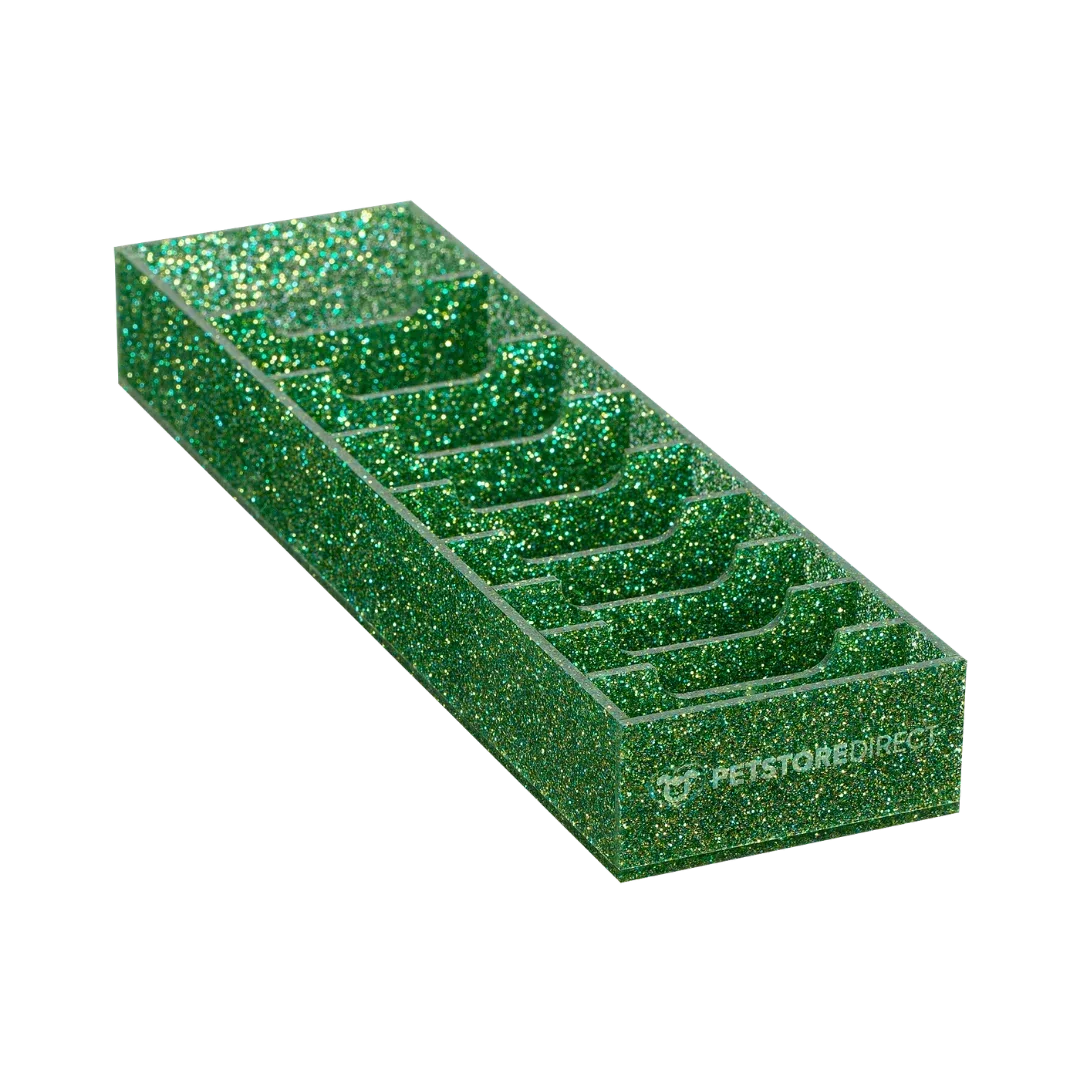 Wide 9 Blades Holder Sparkle Green by PetStore.Direct