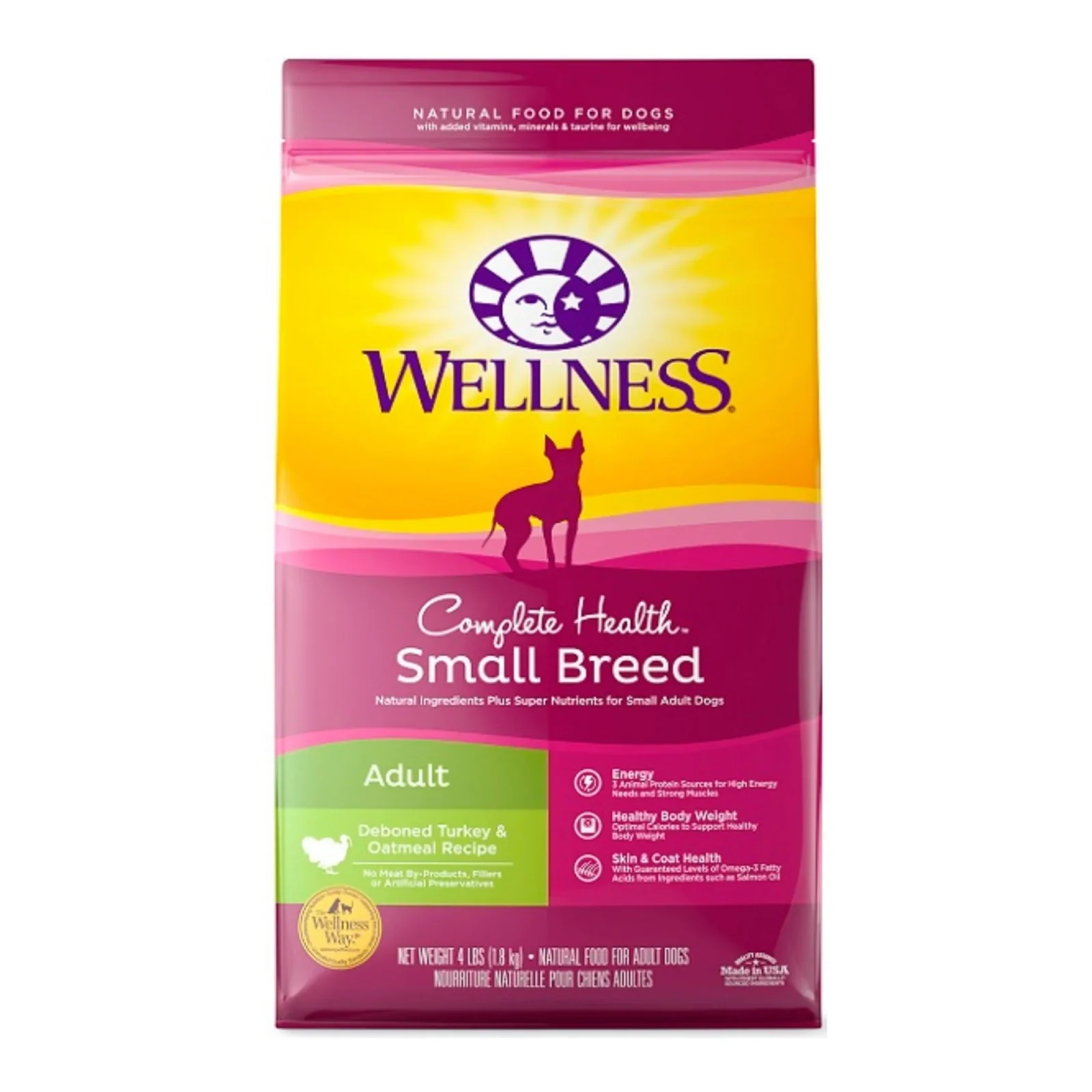 Wellness Dog Small Breed Turkey Oatmeal, 4 lb Adult Complete Health