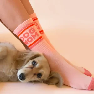 Dog Mom Striped Ribbed Crew Socks