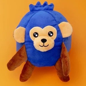Blueberry Monkey Squeaky Plush Dog Toy