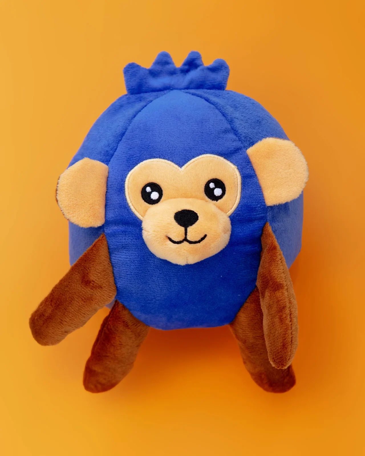 Blueberry Monkey Squeaky Plush Dog Toy