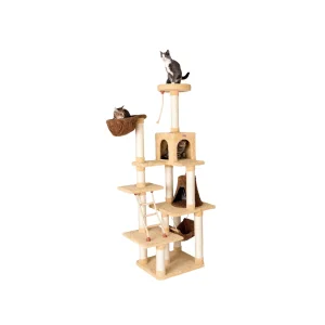 Armarkat 78-in Faux Fleece Real Wood Condo, Basket & Teepee Cat Tree, Goldenrod