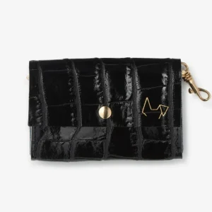 Croco-Printed Leather Poop Bag Holder in Black Patent Leather(Made in Italy)