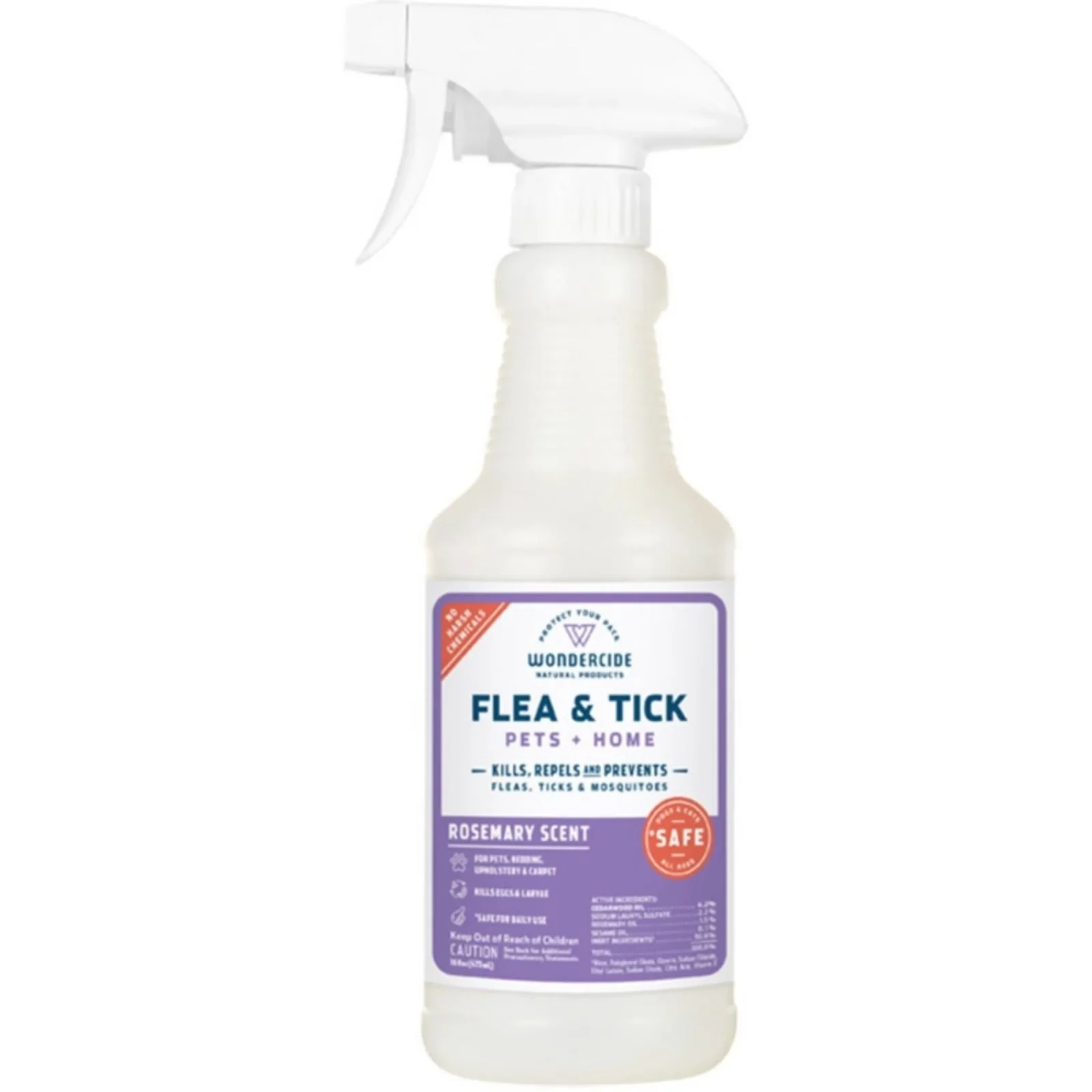 Wondercide Dog & Cat Rosemary Flea & Tick Spray For Pets & Home With Natural Essential Oils 16oz.