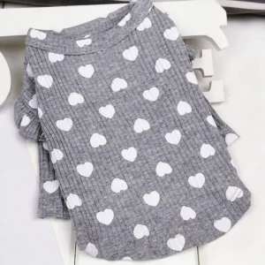 Heart Print Ruffle Tee in Grey(FINAL SALE)