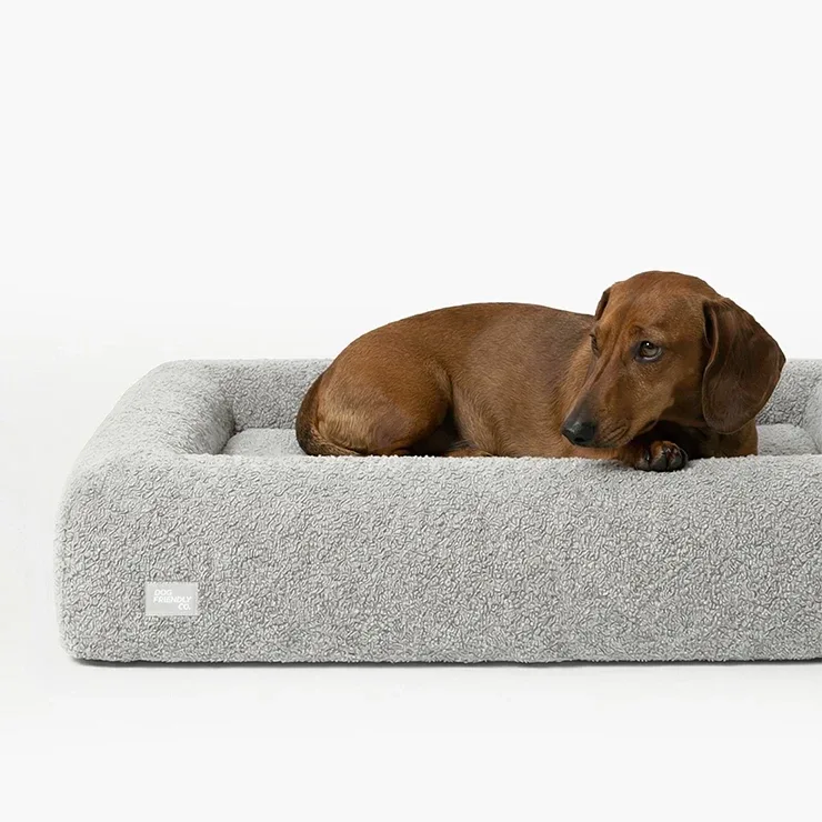 Premium Orthopedic Memory Foam Dog Bed - Grey Bouclé (Large) (LP) - Image 2